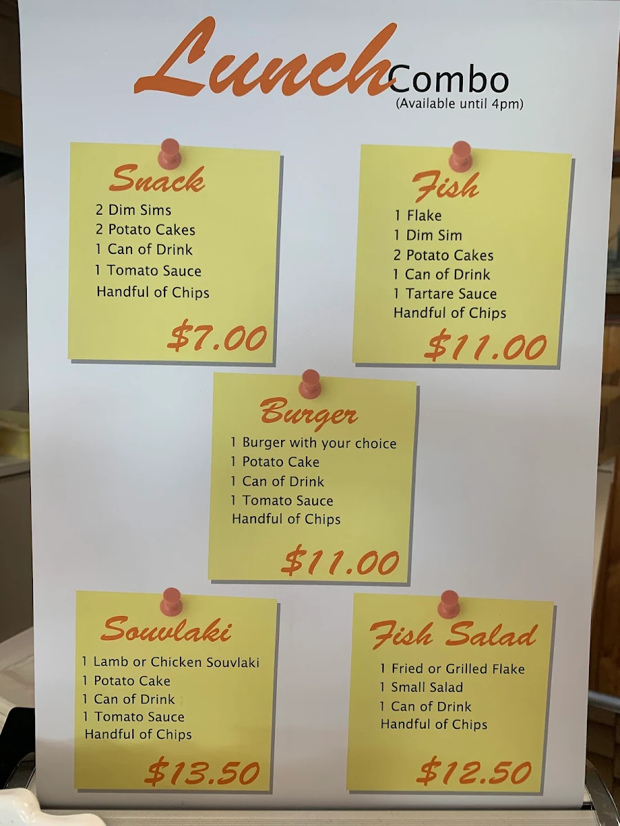 Menu, Wantirna Mall Fish and Chips Gyros Souvlaki The Grill Bar