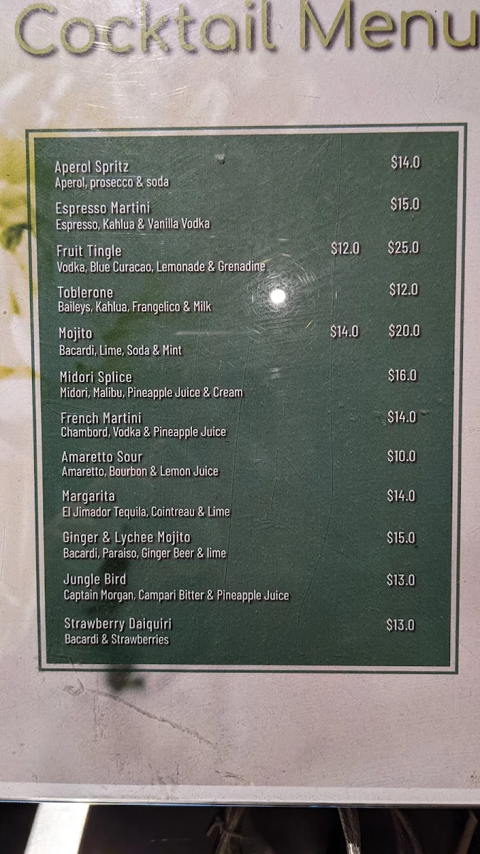 Menu, Pelican Waters Tavern