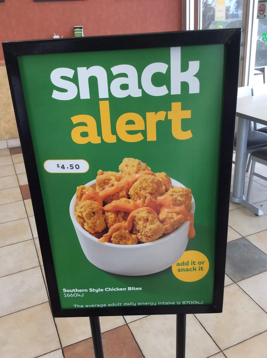 Menu, Subway Lysterfield/Rowville