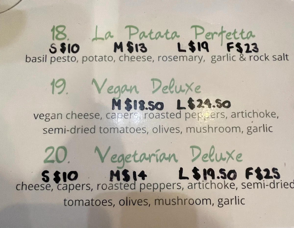 Menu, Pizza Napoli Everton Park