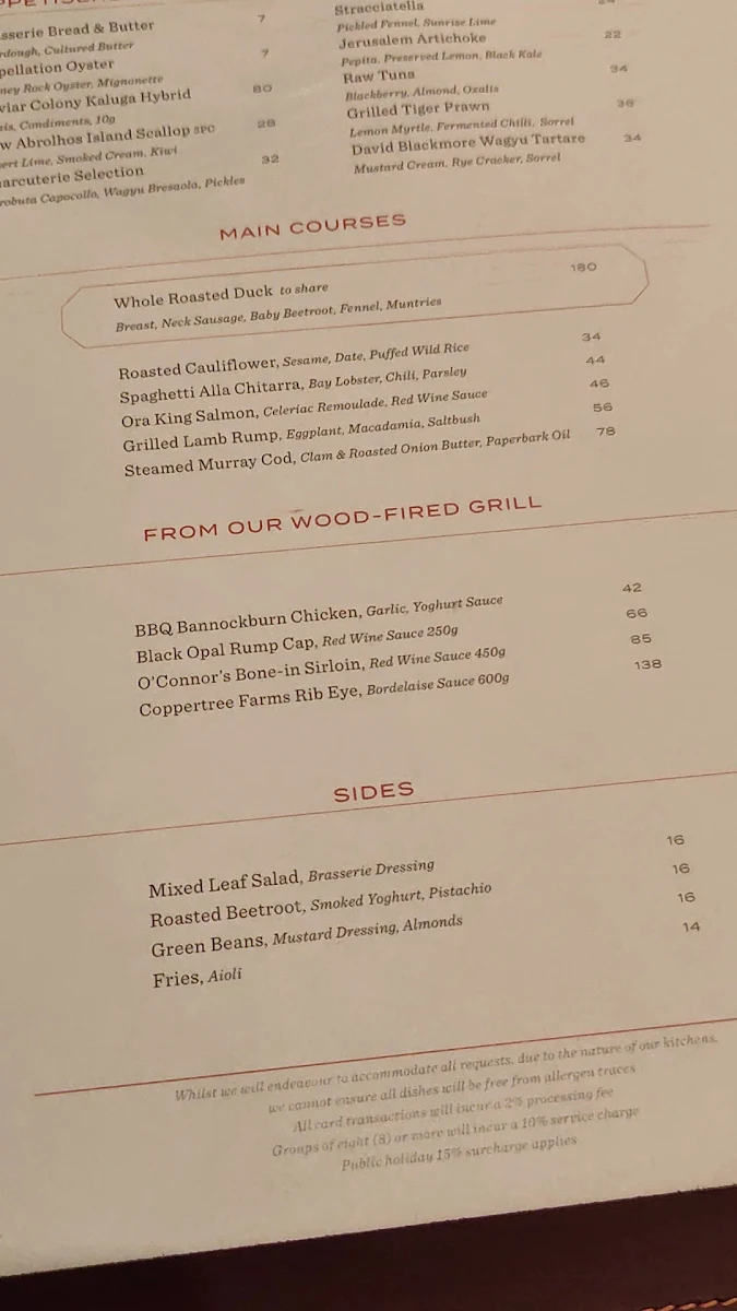 Menu, Brasserie 1930