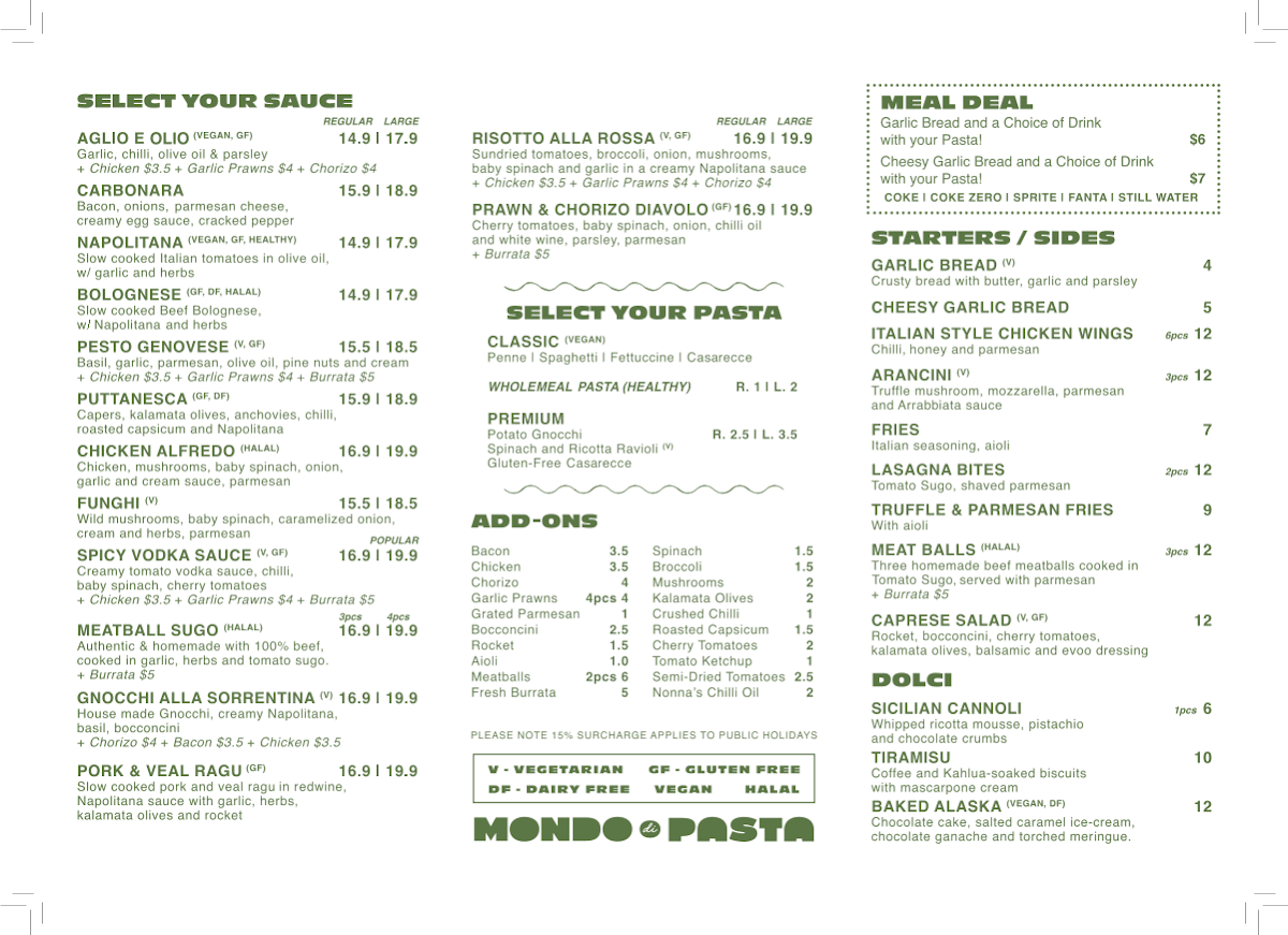 Menu, Mondo Di Pasta (Balaclava)