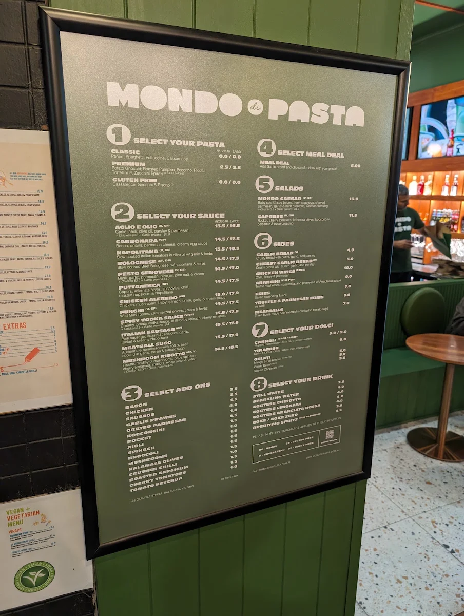 Menu, Mondo Di Pasta (Balaclava)