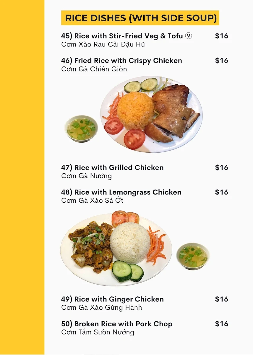 Menu, Pho Tam Vietnamese Restaurant