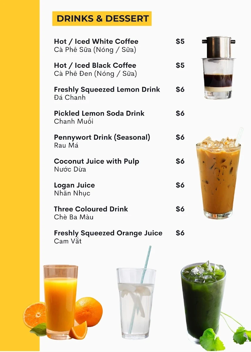 Menu, Pho Tam Vietnamese Restaurant