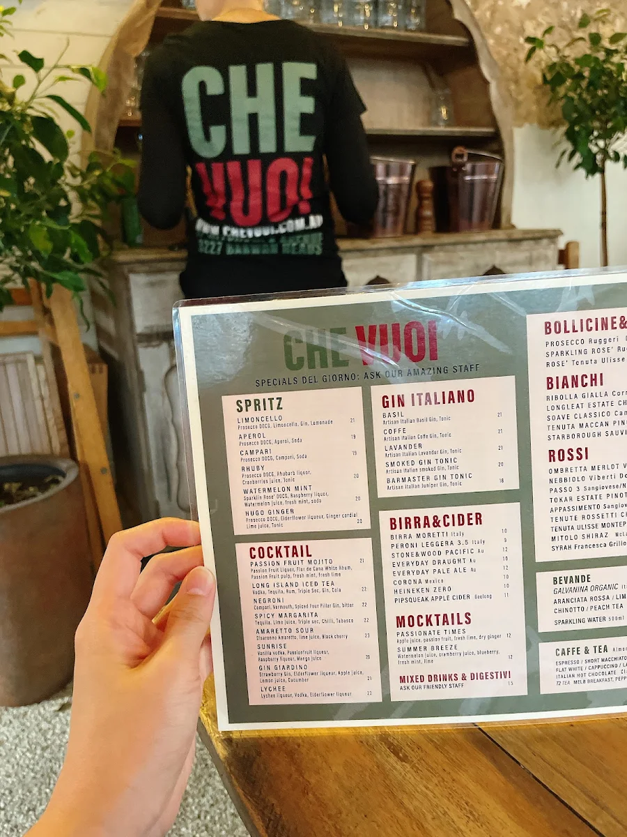 Menu, Che Vuoi Pizzeria Osteria