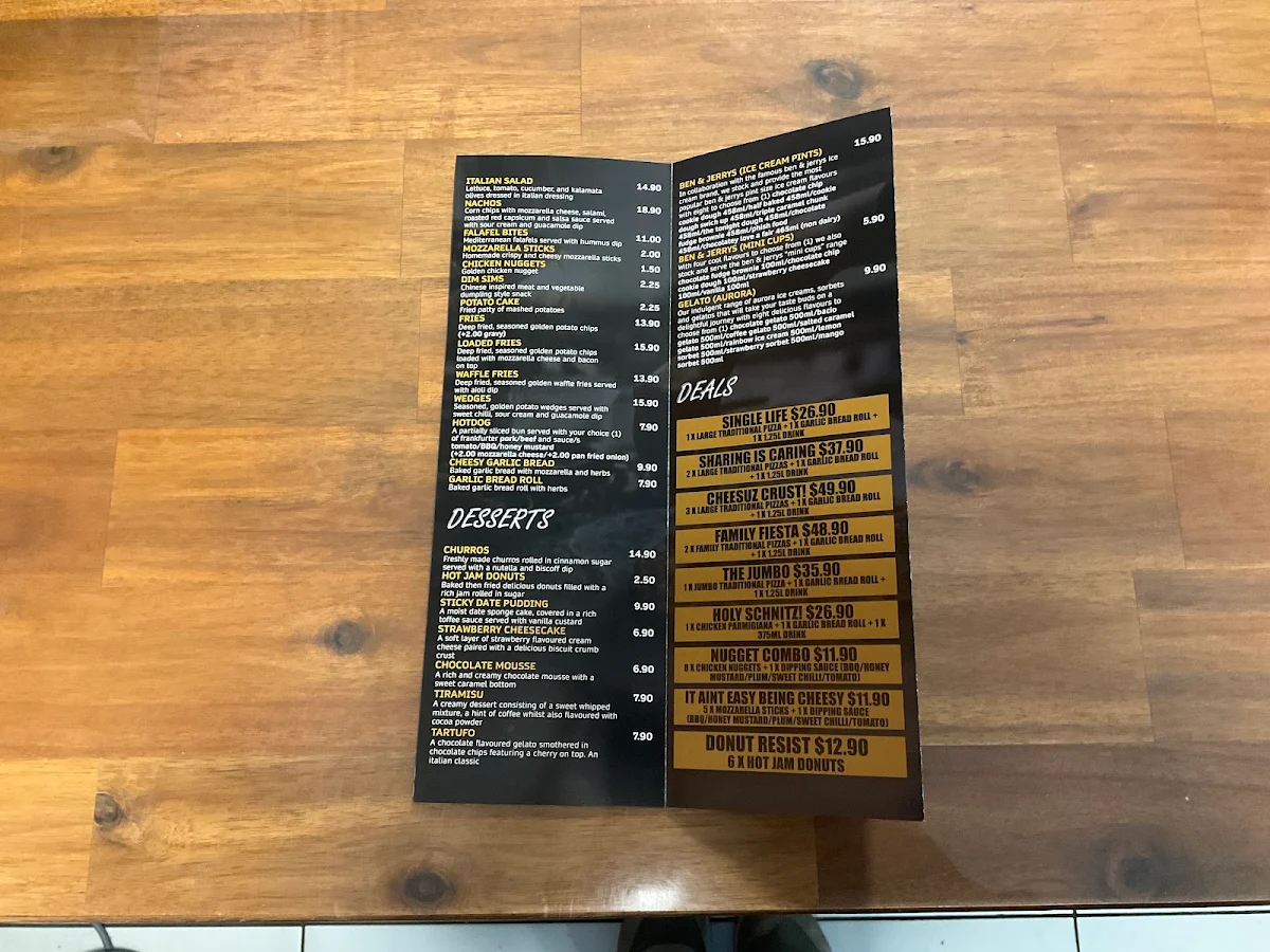 Menu, Big Al's Pizza Tecoma