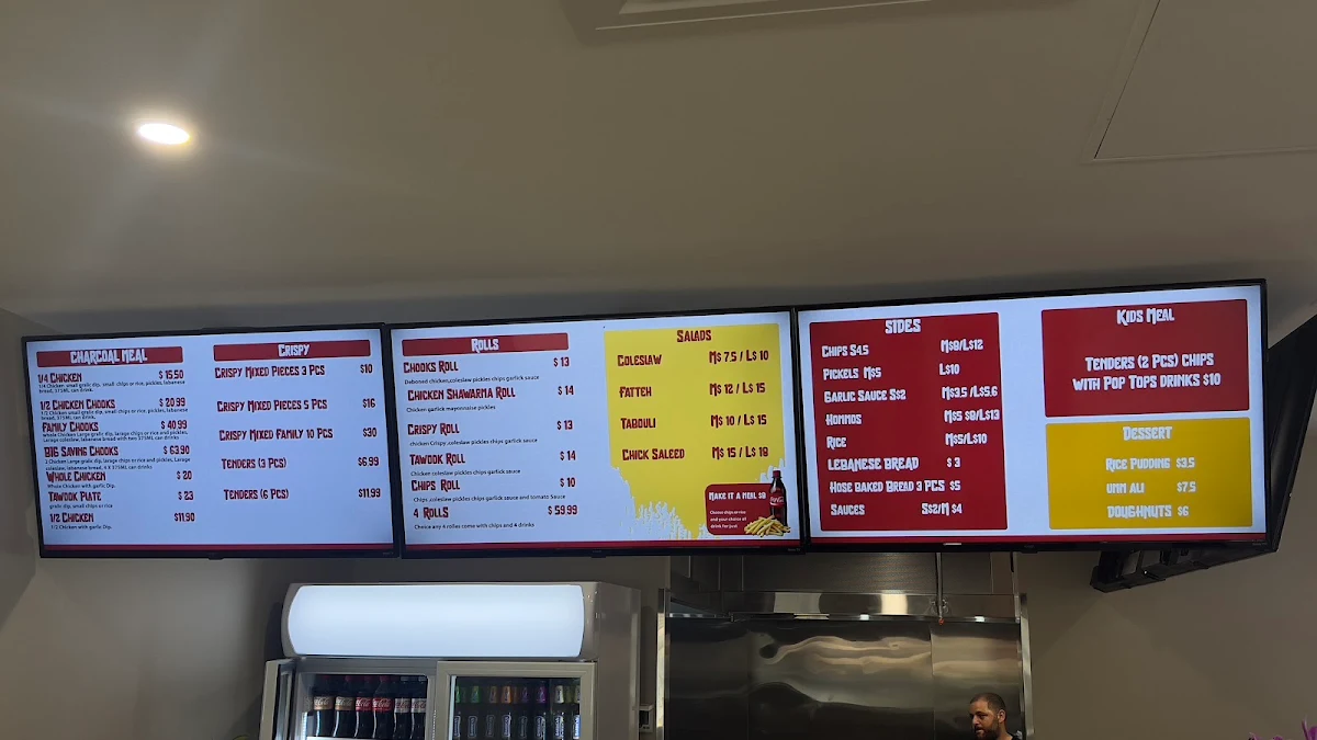 Menu, Charcoal Chooks
