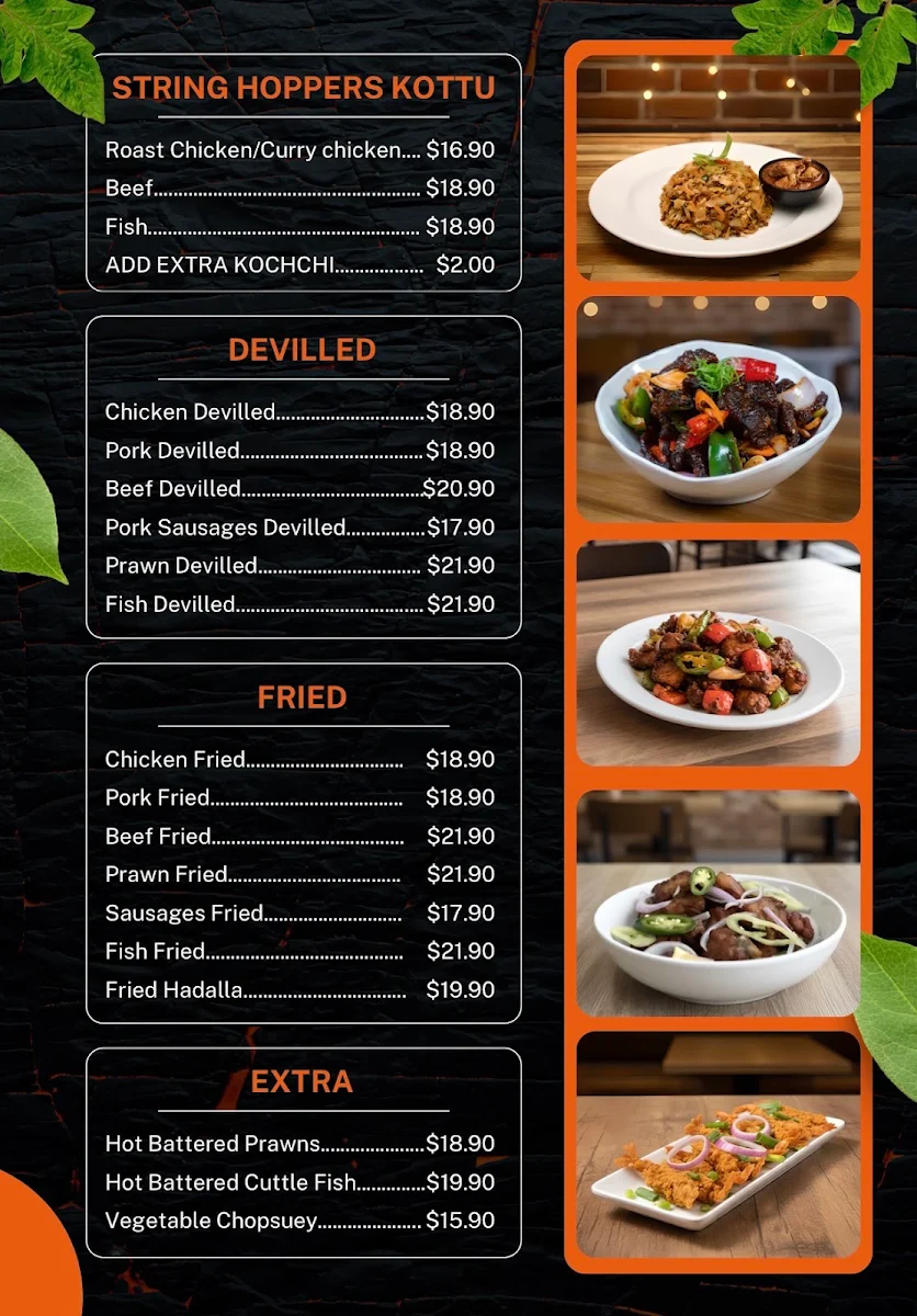 Menu, Rolanka Foods – Sri Lankan Cuisine
