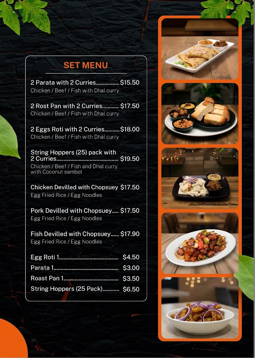 Menu, Rolanka Foods – Sri Lankan Cuisine