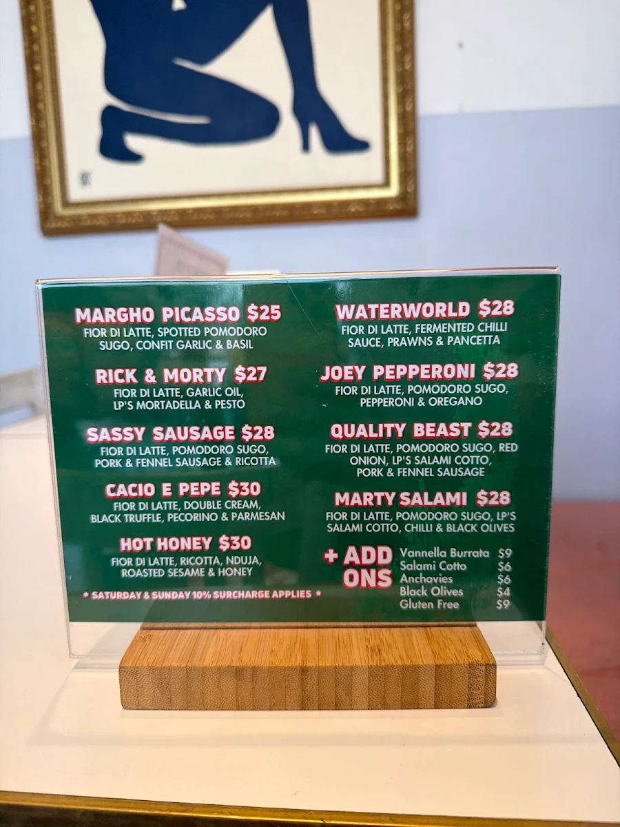 Menu, The Imperial Erskineville