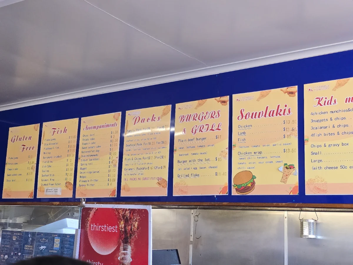 Menu, Footbridge Fish & Chips