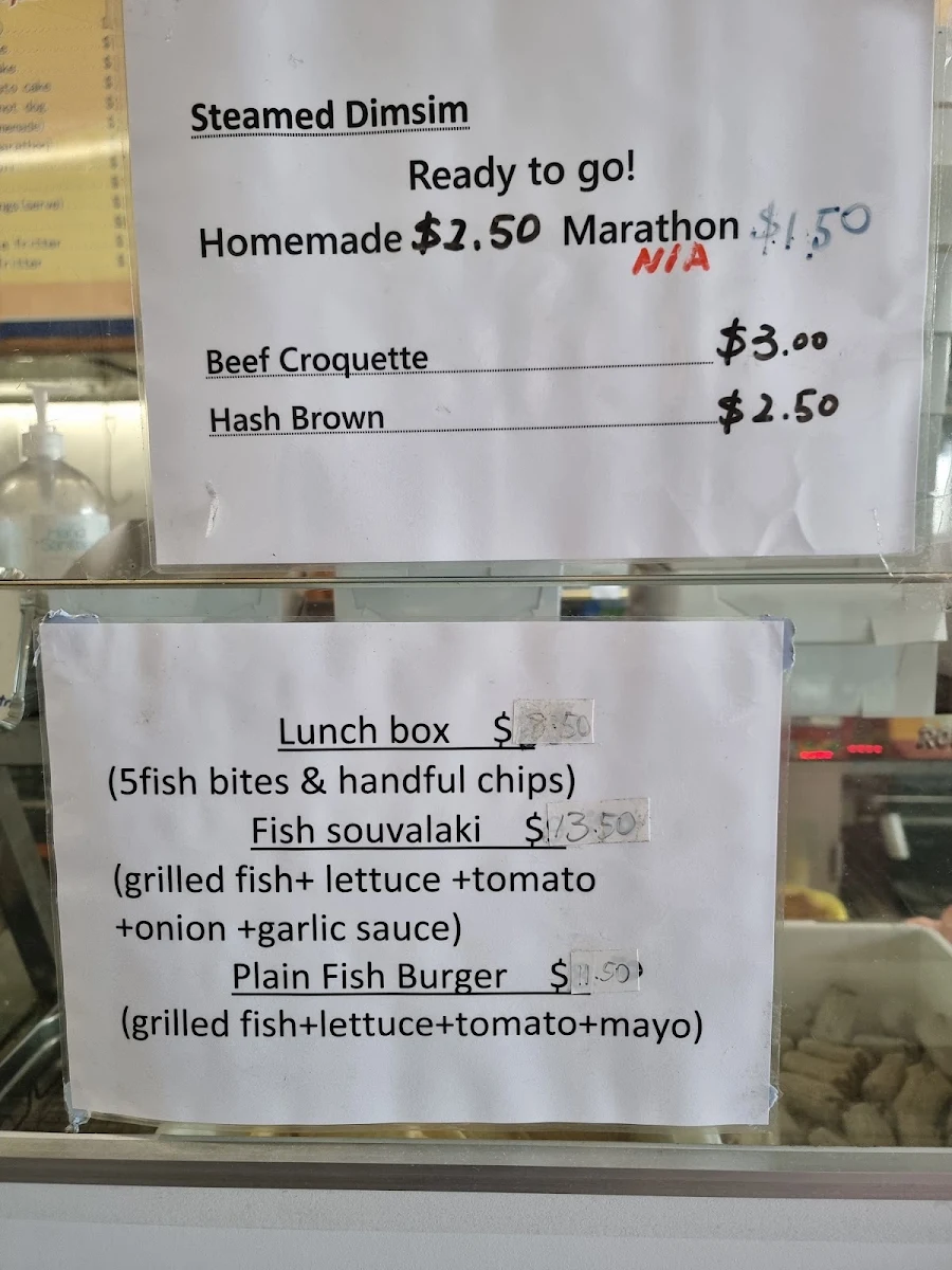 Menu, Footbridge Fish & Chips