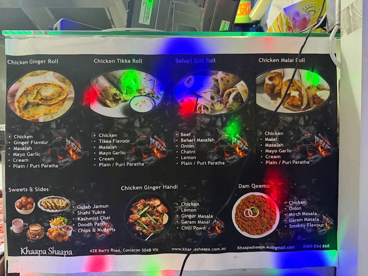 Menu, Khaapa Shaapa