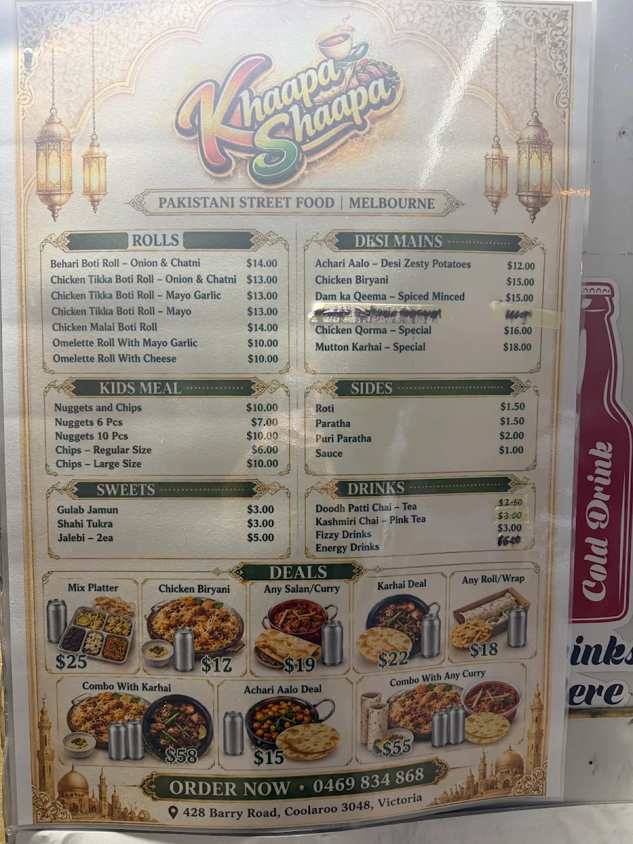 Menu, Khaapa Shaapa