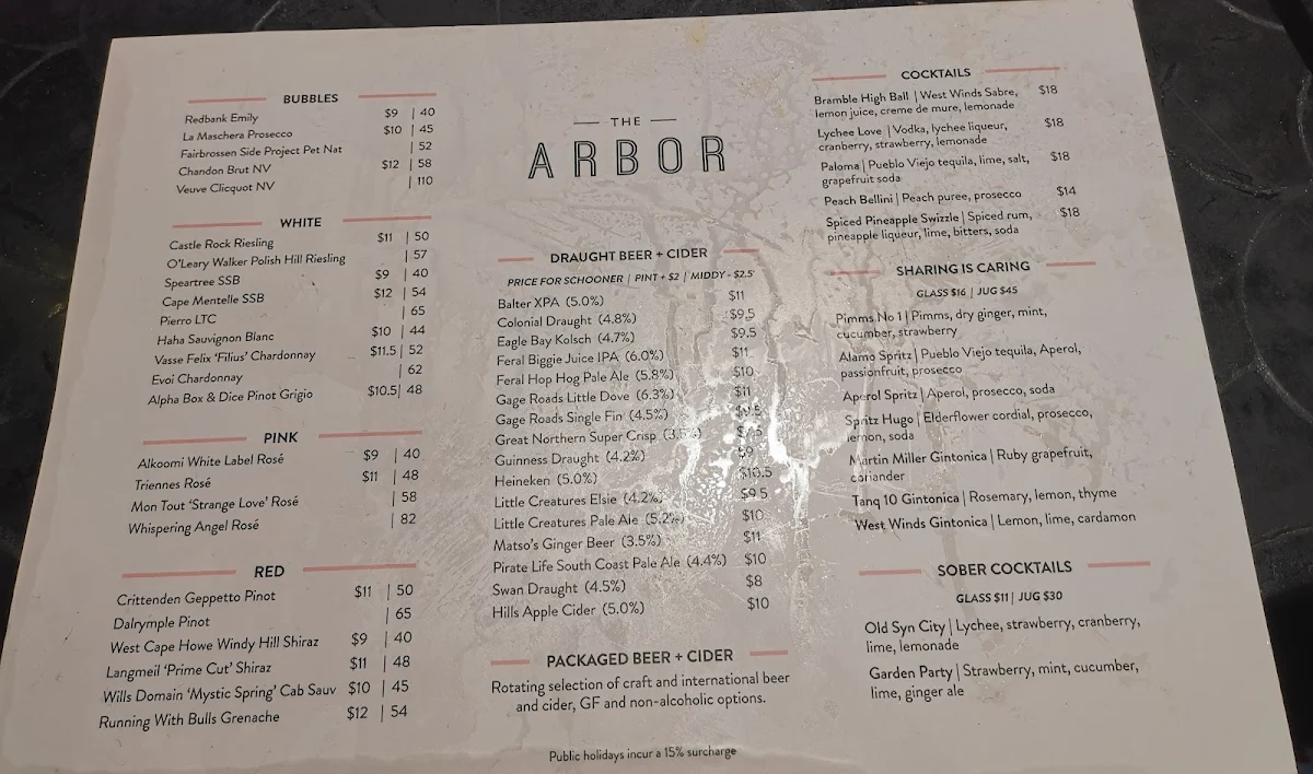 Menu, The Old Synagogue