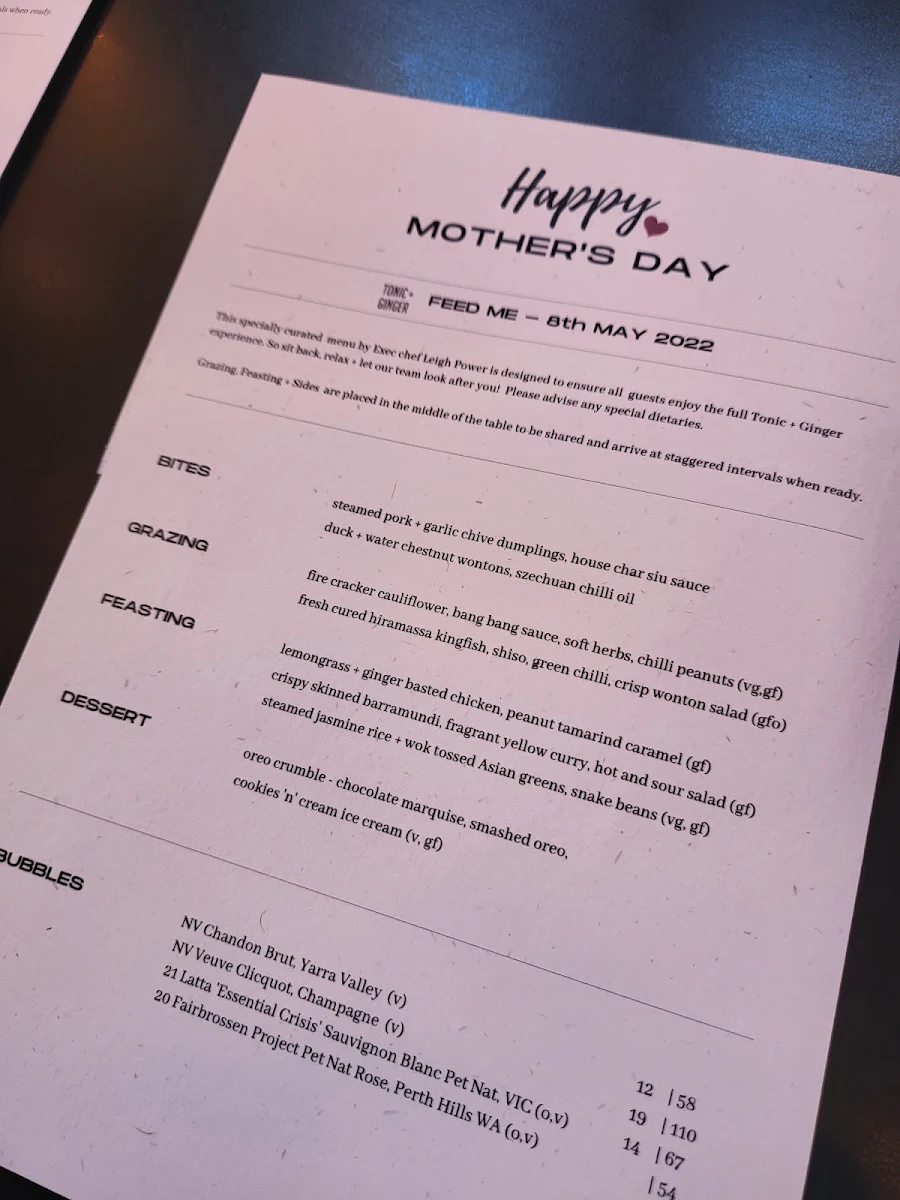 Menu, The Old Synagogue