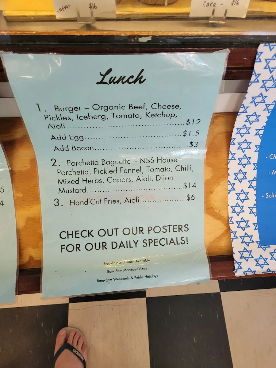 Menu, North Street Store