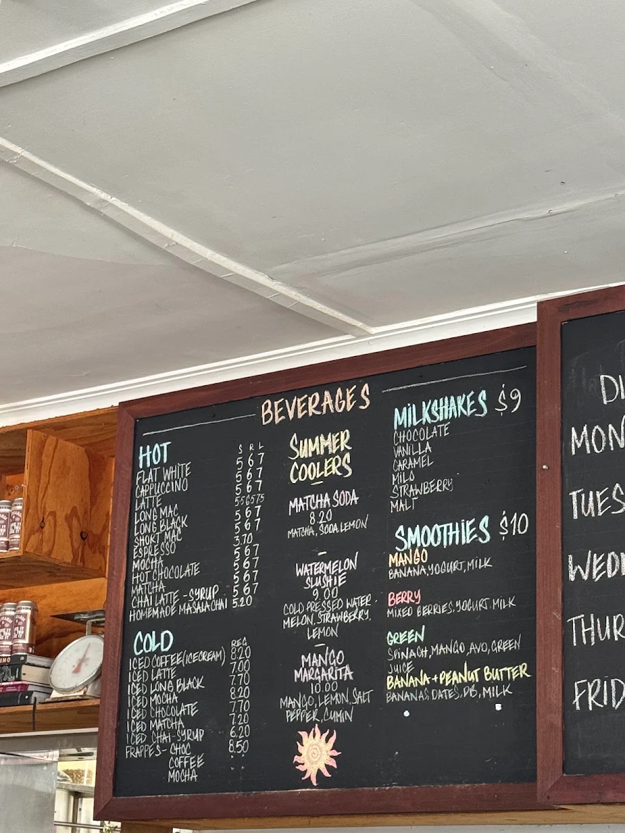 Menu, North Street Store