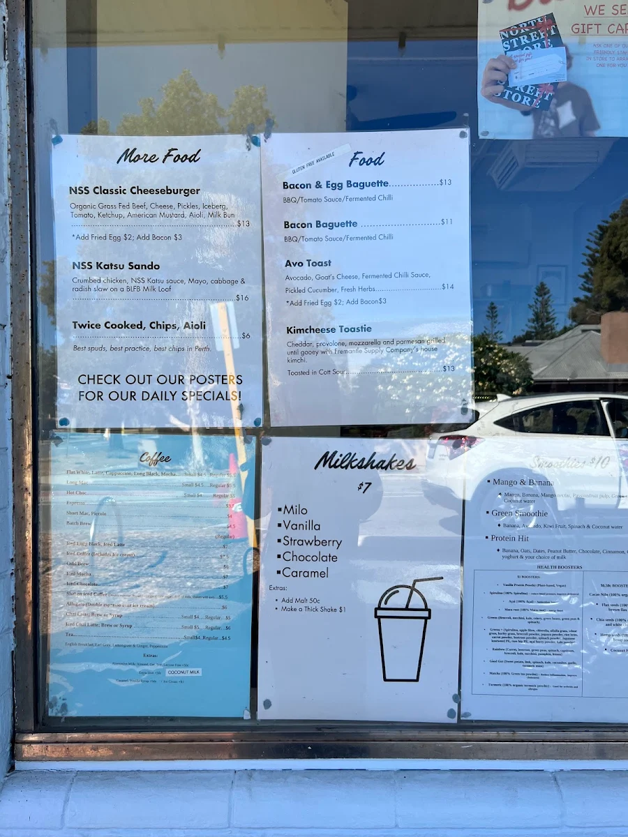 Menu, North Street Store