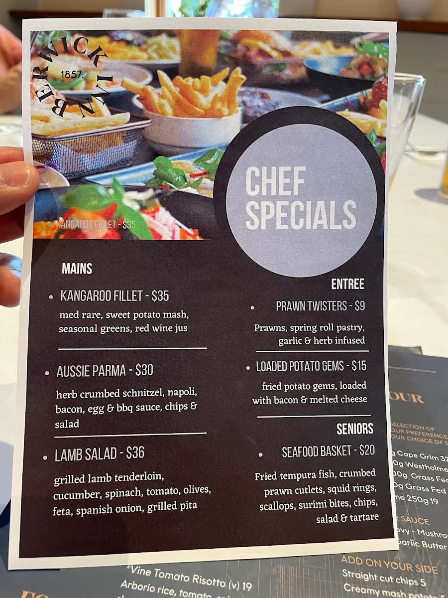 Menu, Berwick Inn Hotel