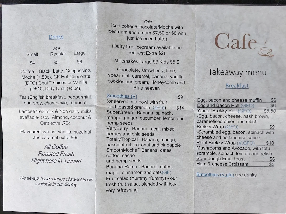 Menu, Cafe 3869