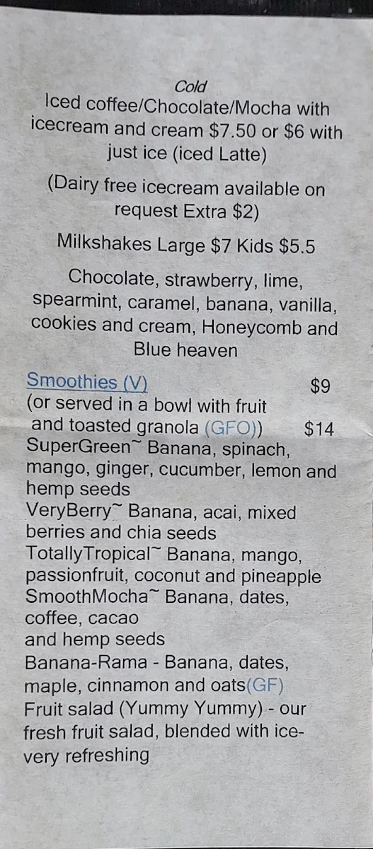 Menu, Cafe 3869