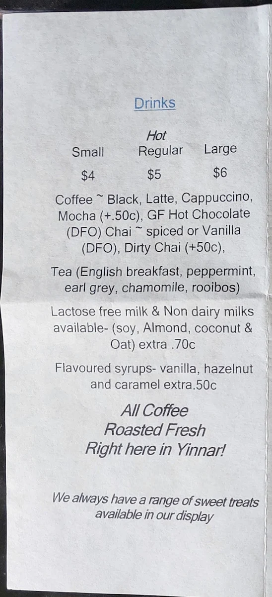 Menu, Cafe 3869