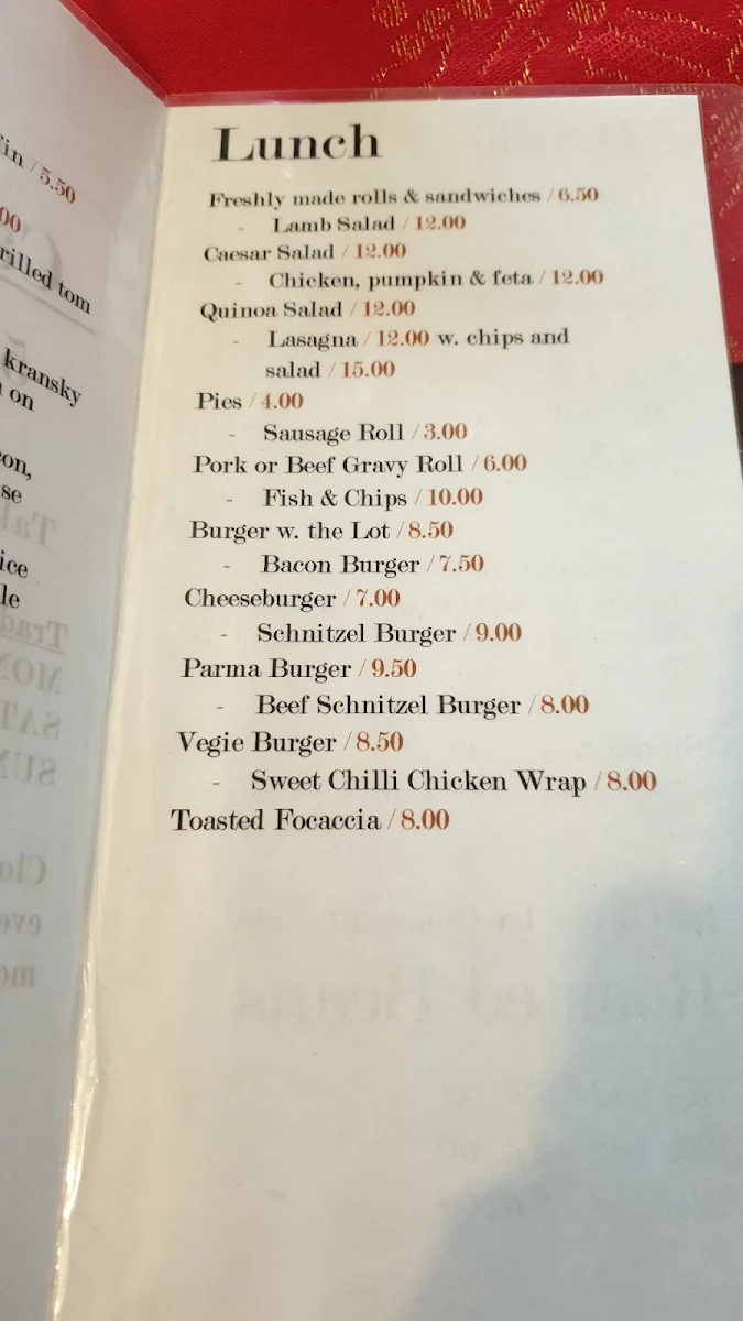Menu, Cafe 3869