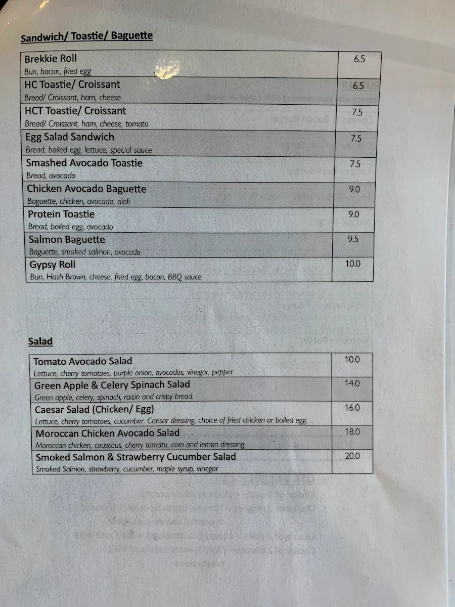 Menu, One Origin Specialty Coffee