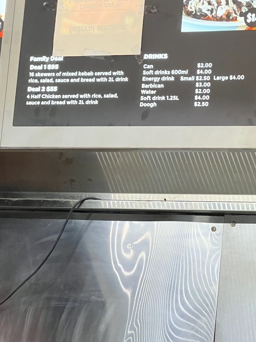 Menu, Kabul Restaurant