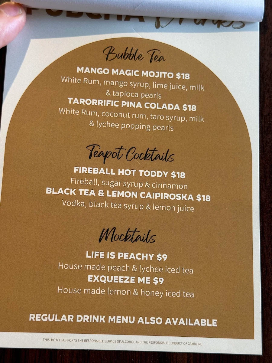 Menu, Bligh Park Hotel