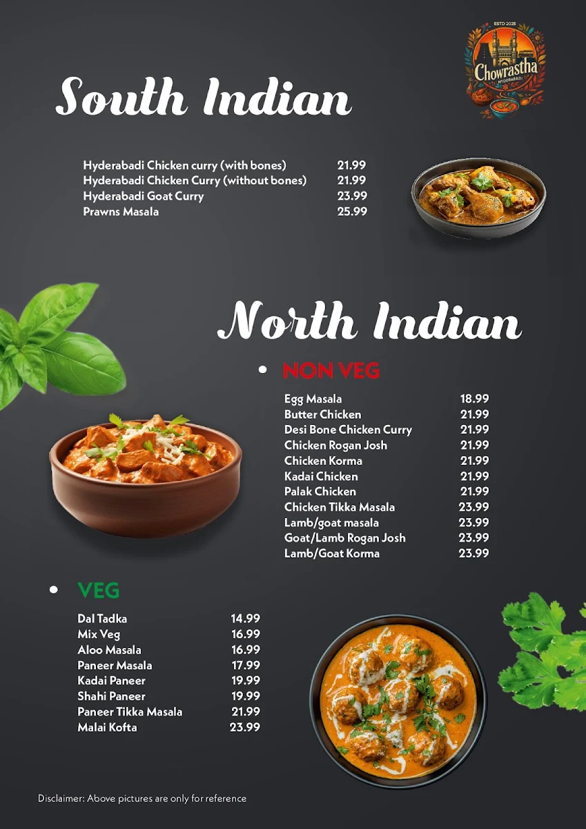 Menu, Chowrastha Indian Restaurant