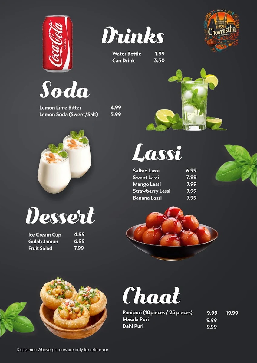 Menu, Chowrastha Indian Restaurant