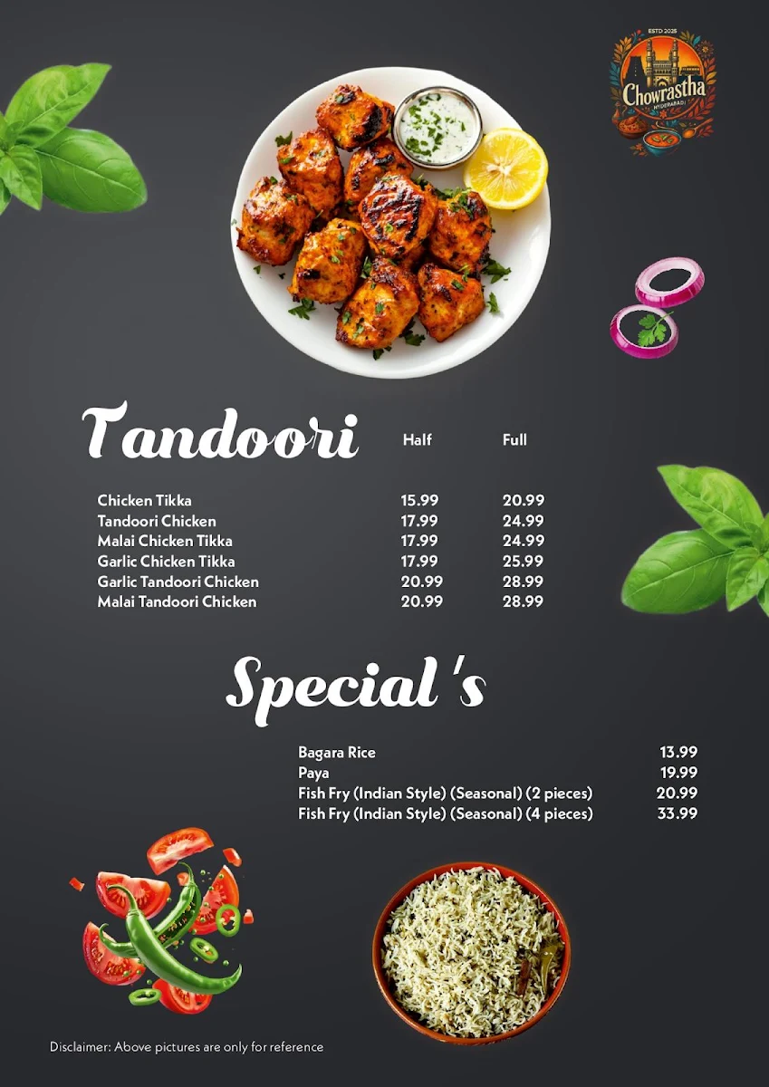 Menu, Chowrastha Indian Restaurant
