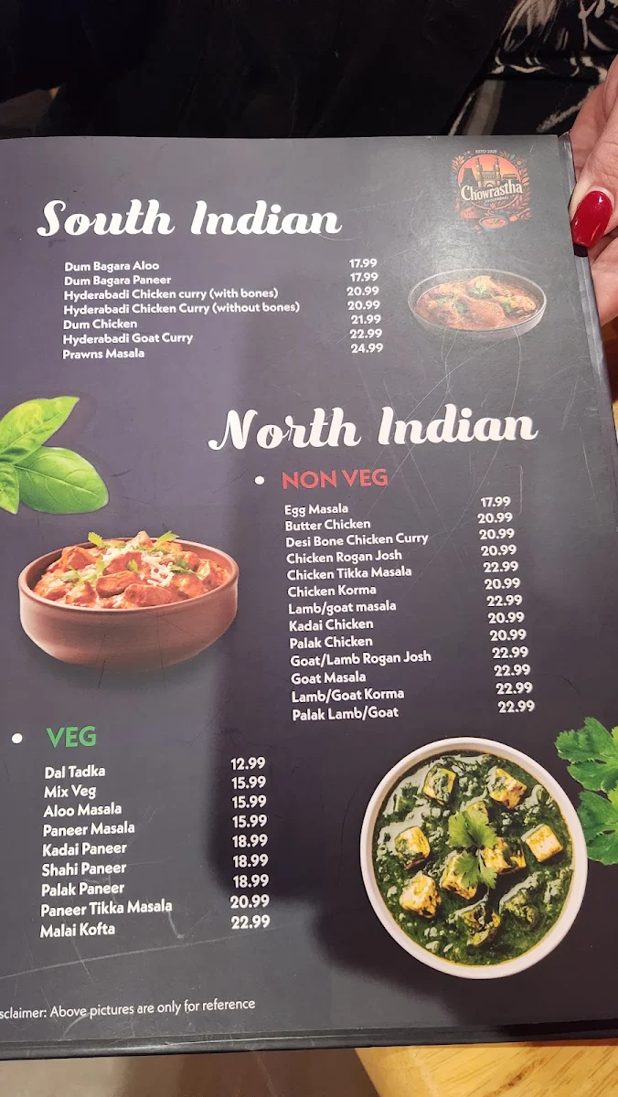 Menu, Chowrastha Indian Restaurant
