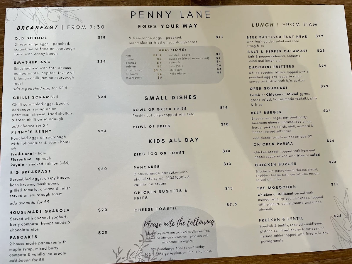 Menu, Hapi Cafe & Restaurant Dromana