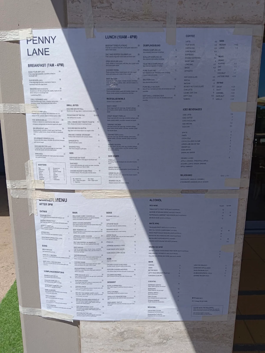 Menu, Hapi Cafe & Restaurant Dromana