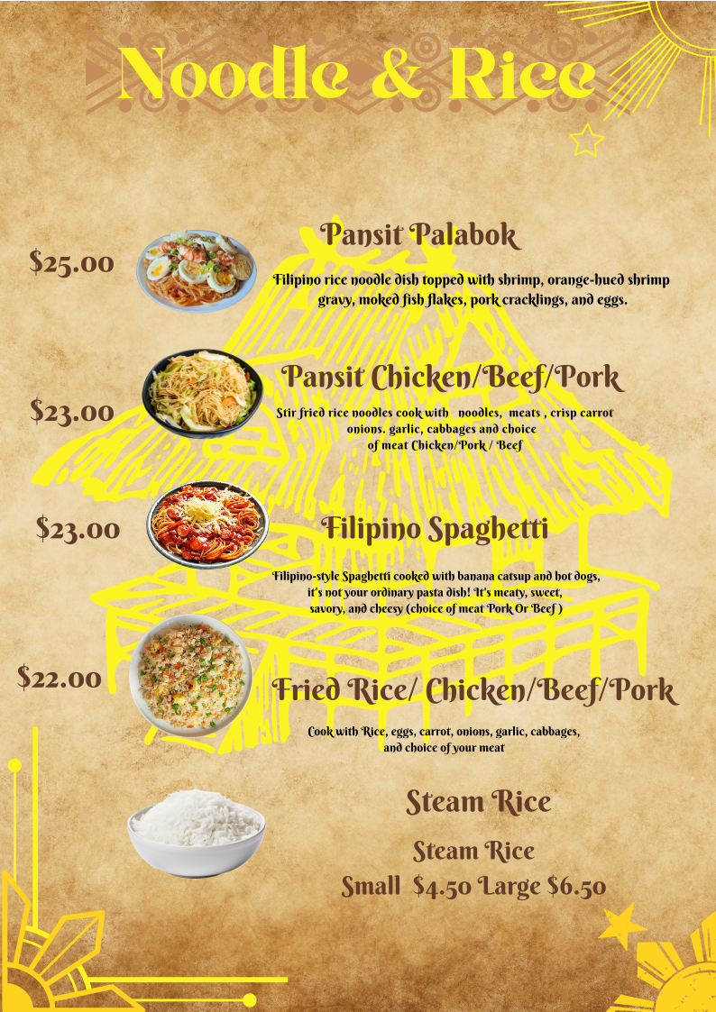 Menu, Pinoy Grill