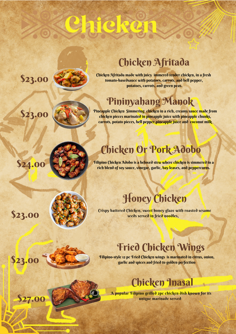 Menu, Pinoy Grill