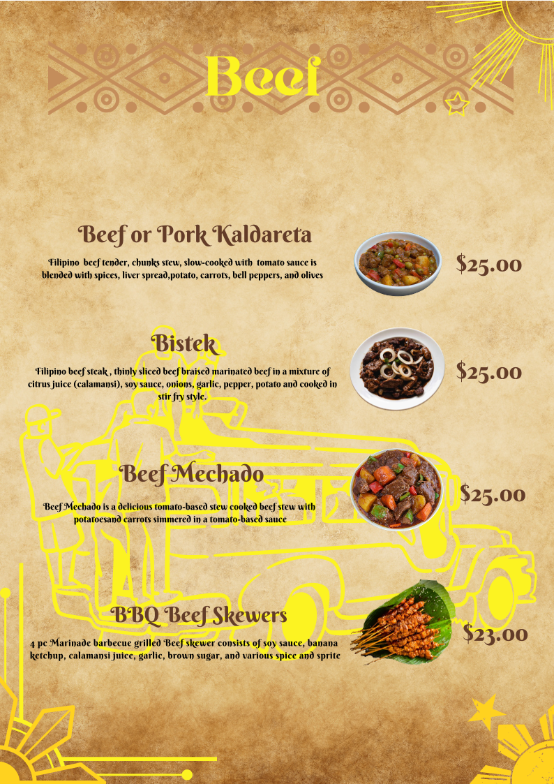 Menu, Pinoy Grill