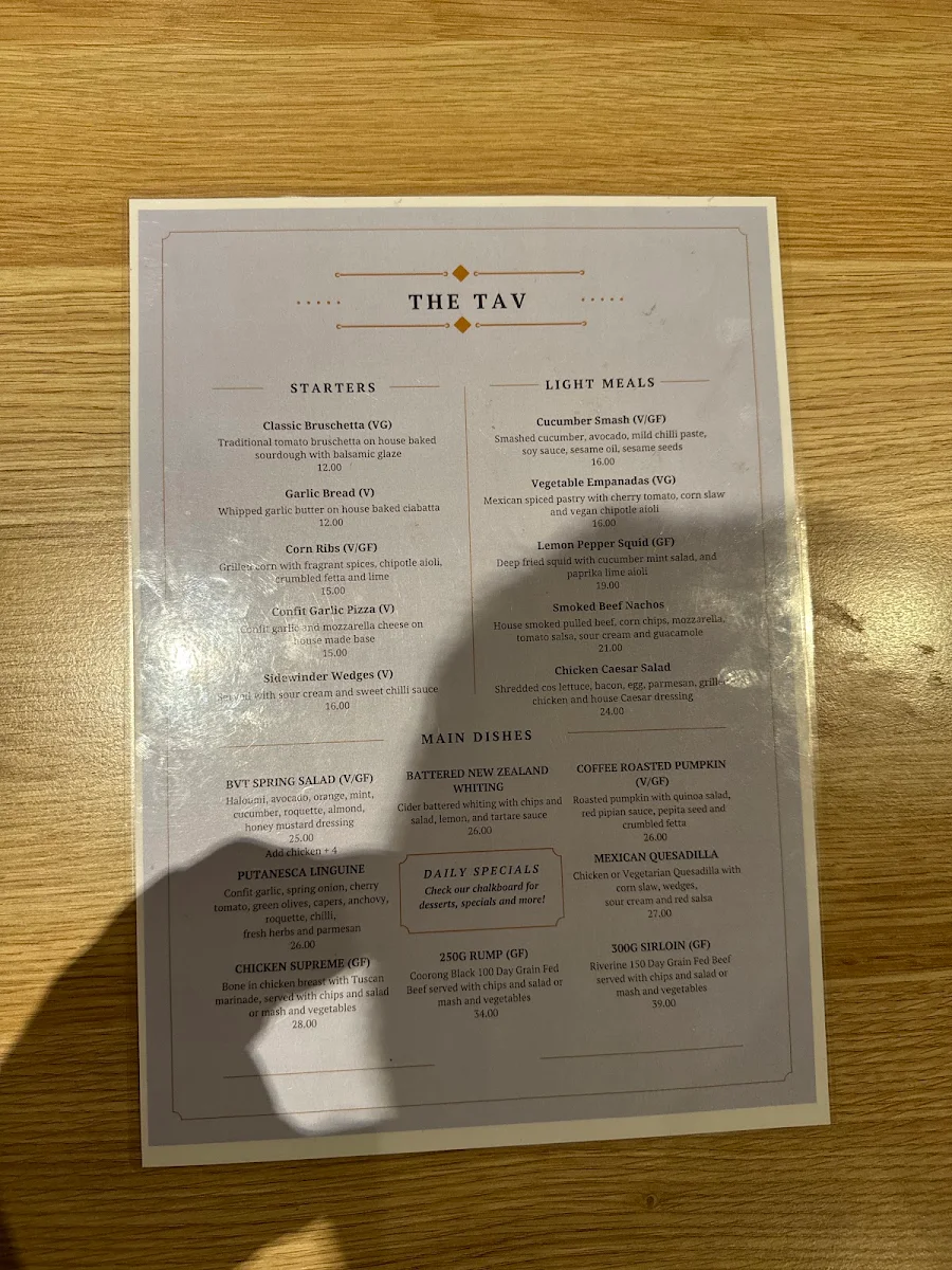 Menu, Berowra Village Tavern