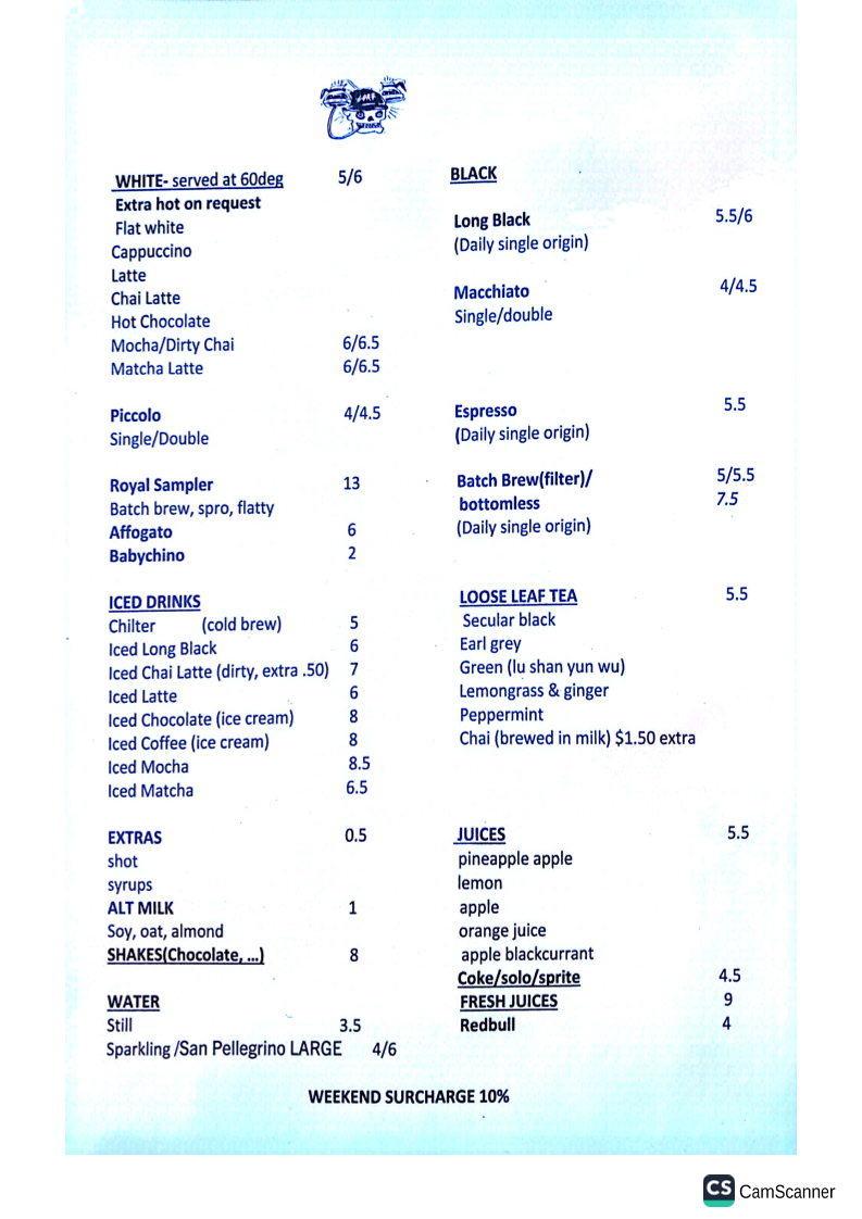 Menu, Lords of Pour