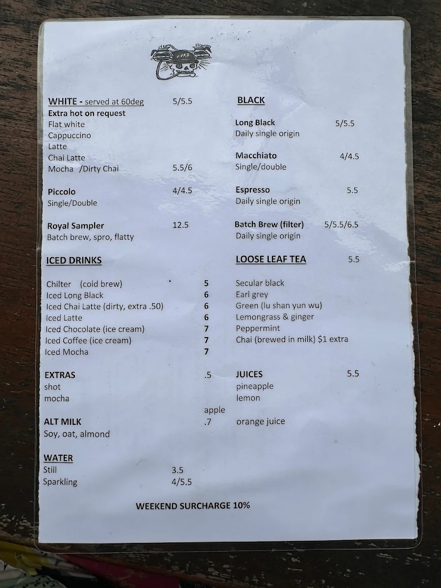 Menu, Lords of Pour