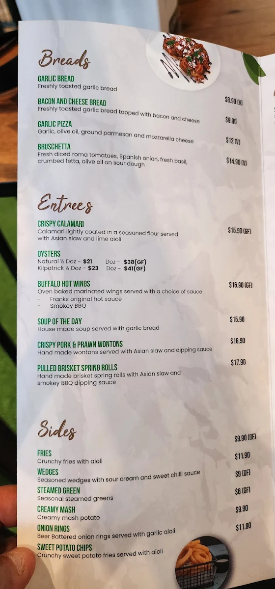 Menu, Pimpama Tavern