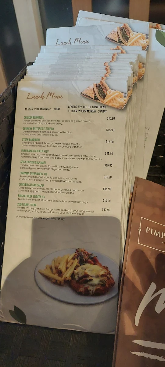 Menu, Pimpama Tavern