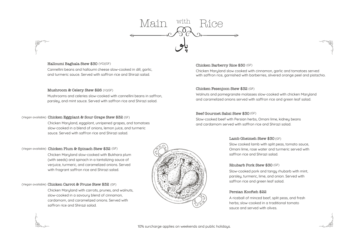 Menu, Shila Kitchen Bondi