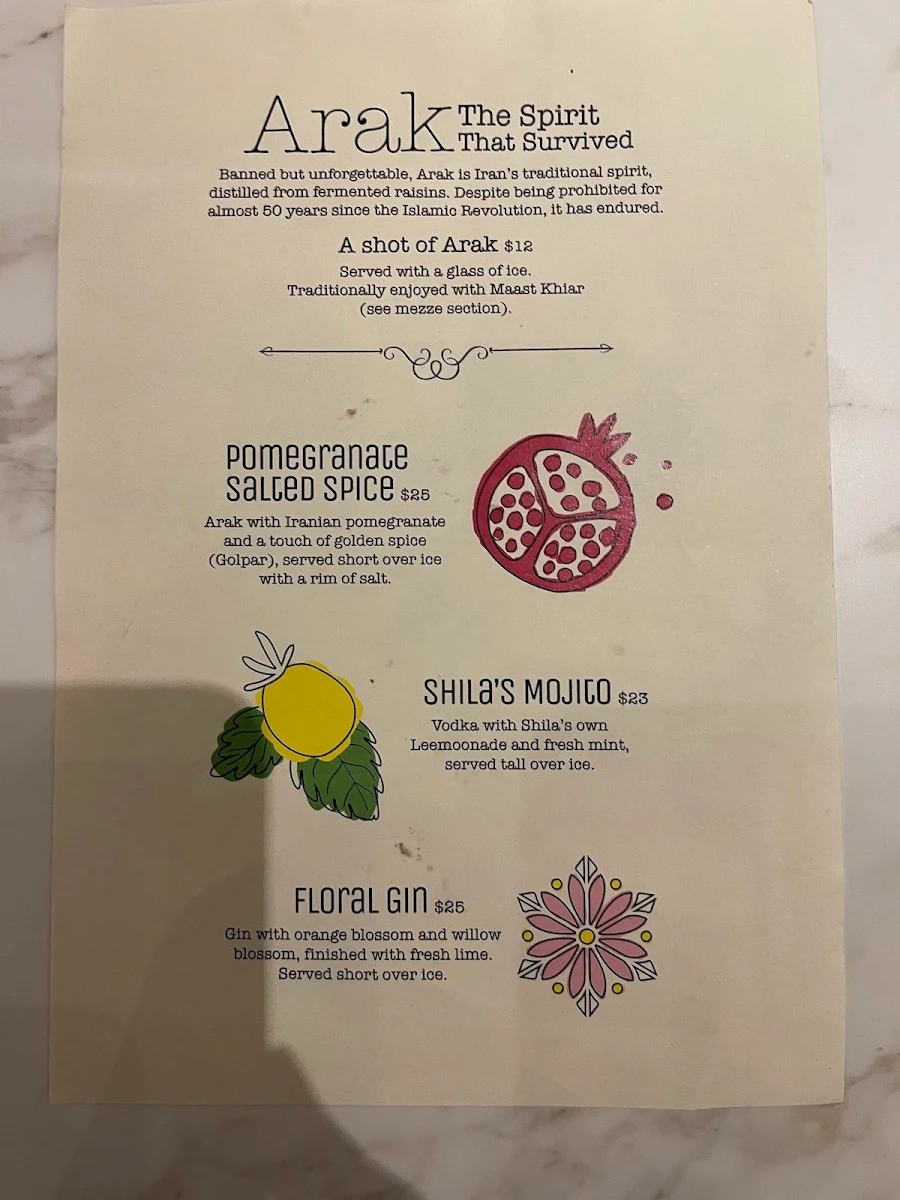 Menu, Shila Kitchen Bondi
