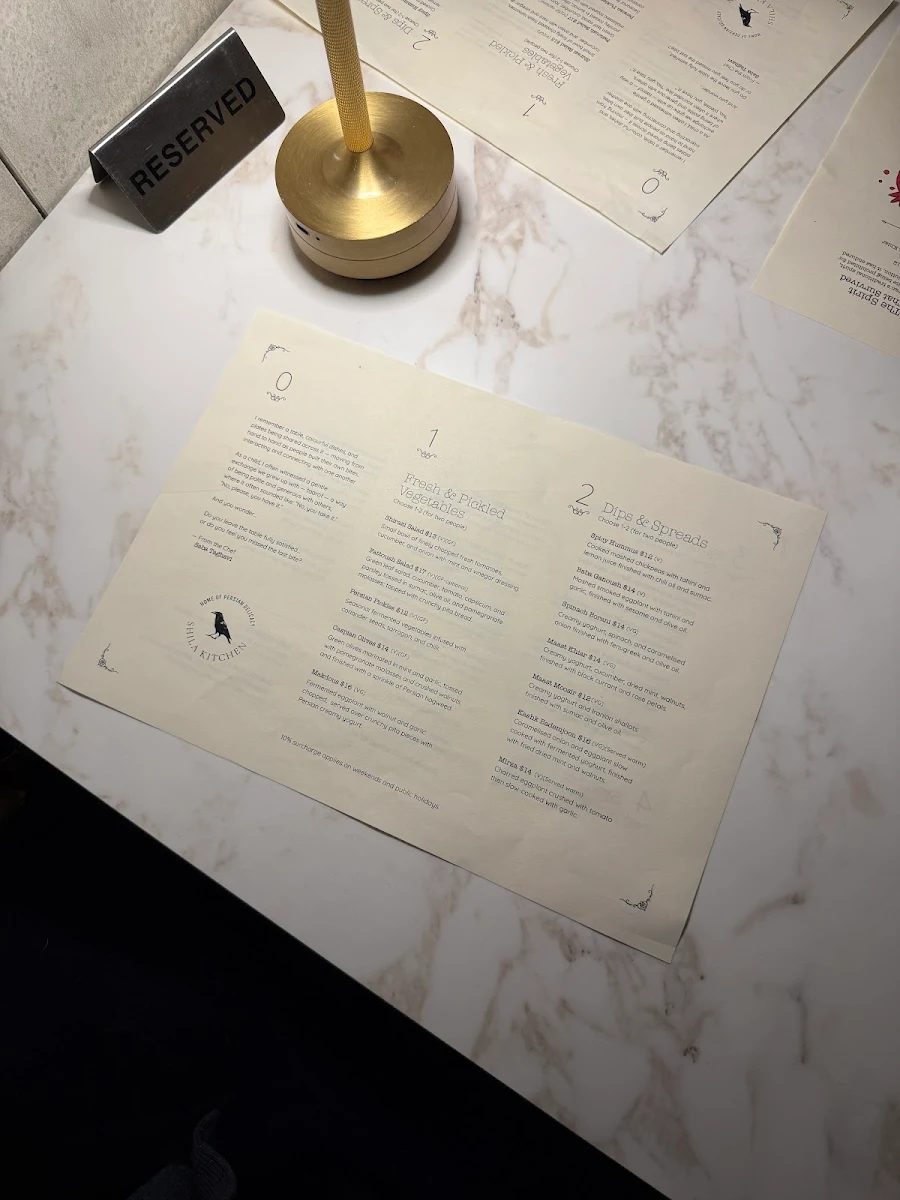 Menu, Shila Kitchen Bondi
