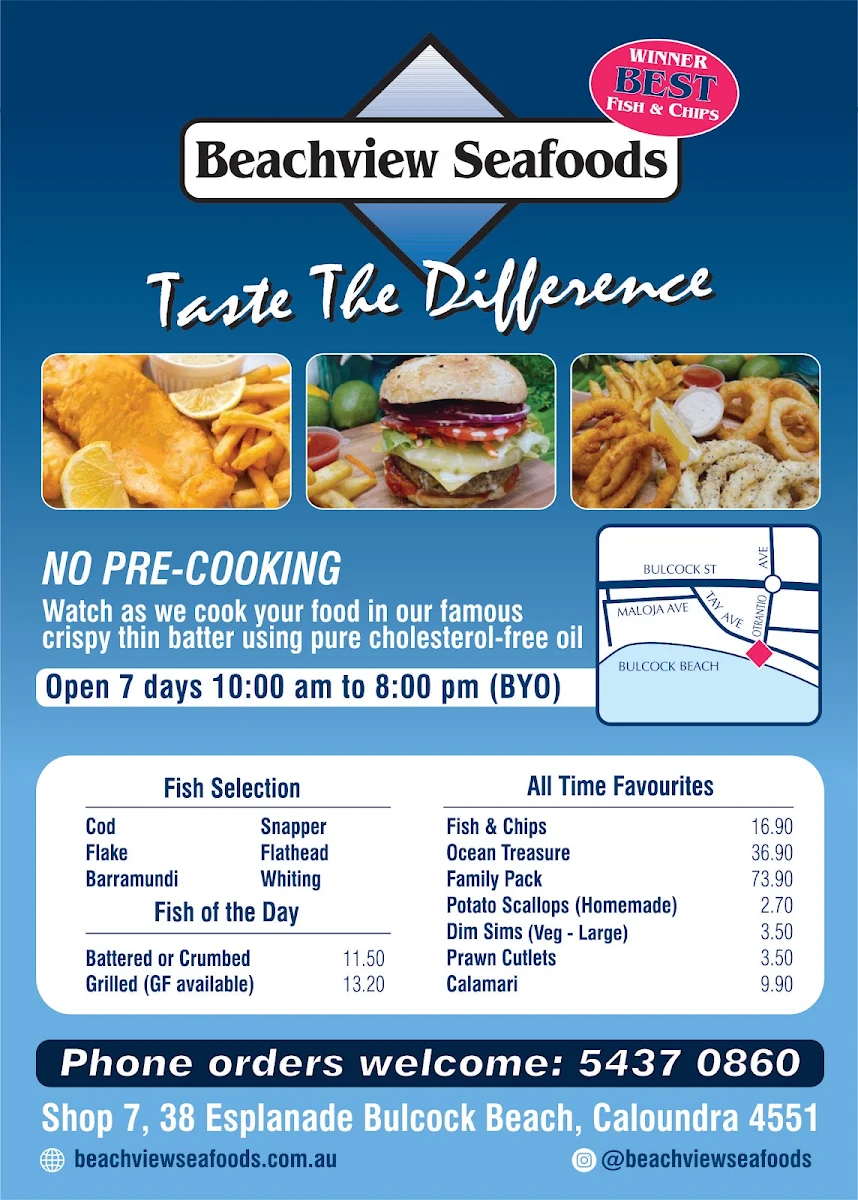 Menu, Beachview Seafoods